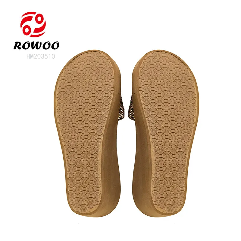 2024 Summer Women's High Quality Casual Wedge Flip Flops Lightweight Open Toe Slipper Pumps with round Custom Logo Beach Use