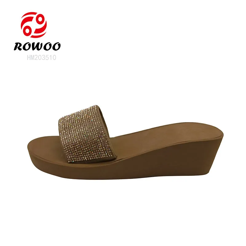 2024 Summer Women's High Quality Casual Wedge Flip Flops Lightweight Open Toe Slipper Pumps with round Custom Logo Beach Use