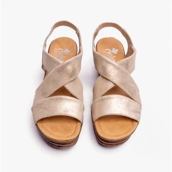 68160-62 Ladies Crossover Sandals Beige