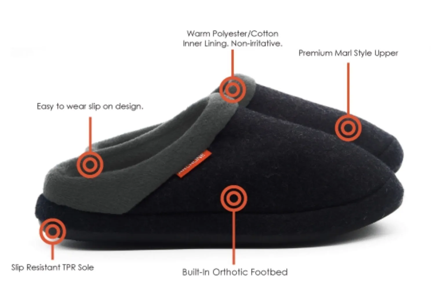 ARCHLINE Orthotic Slippers Slip On Arch Scuffs Orthopedic Moccasins - Charcoal Marle - EUR 37