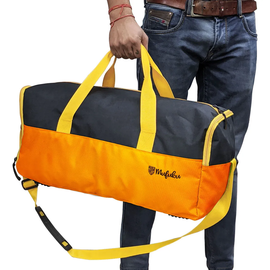 Buddys Duffle Gym Bag 32 Ltr - Orange & Black