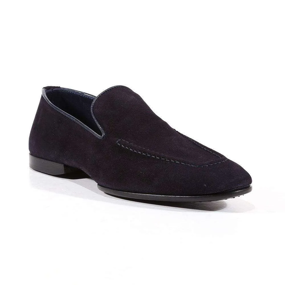 Cesare Paciotti Luxury Italian Men's Designer Shoes Camoscio Navy Suede Loafers (CPM3129)