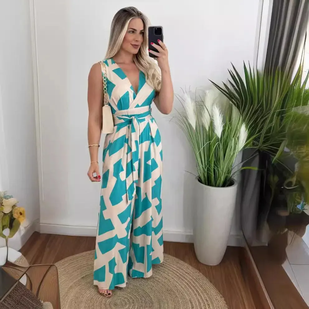 Chic Wrap Tie Waist Jumpsuit