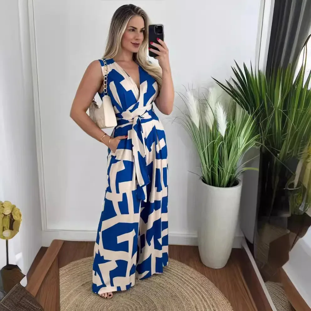 Chic Wrap Tie Waist Jumpsuit