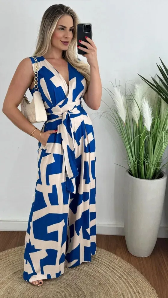 Chic Wrap Tie Waist Jumpsuit