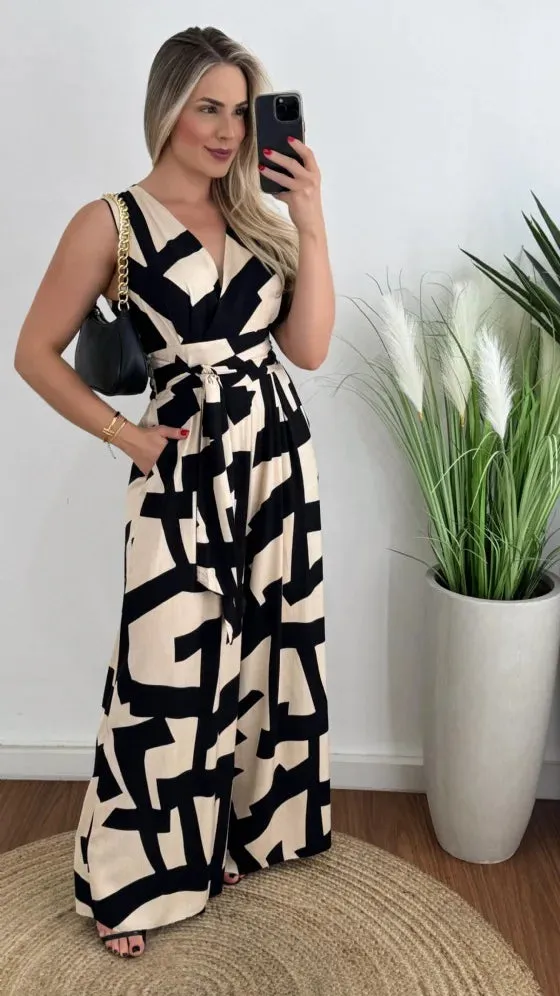 Chic Wrap Tie Waist Jumpsuit