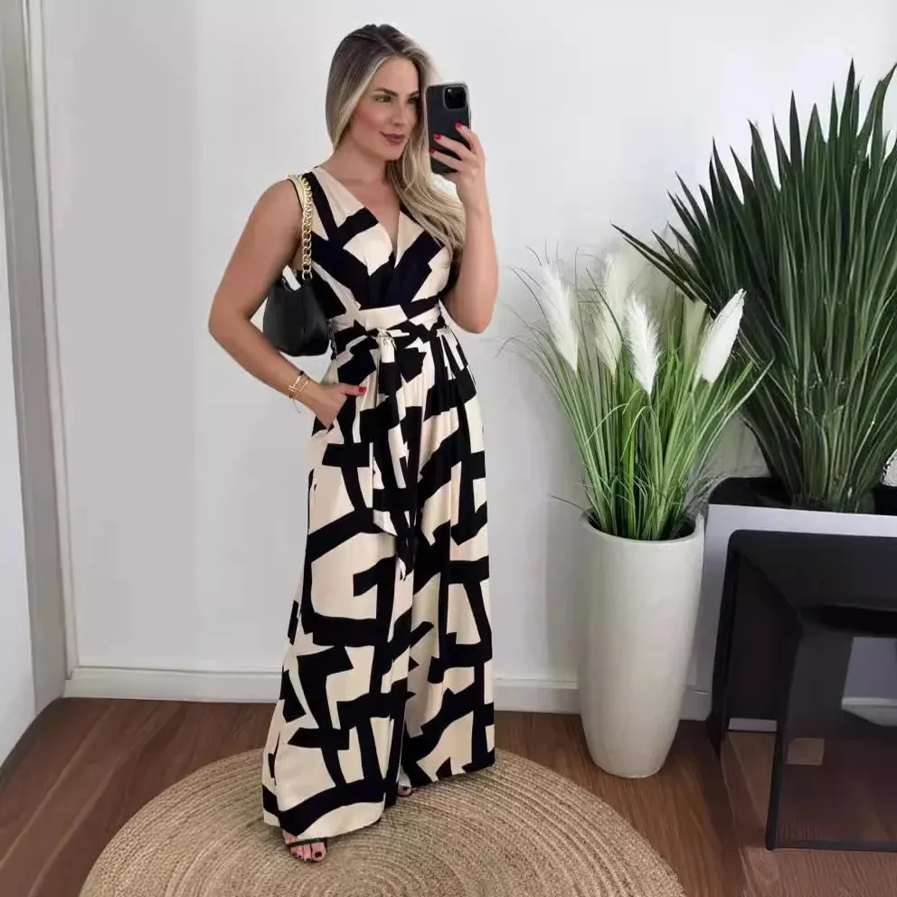 Chic Wrap Tie Waist Jumpsuit