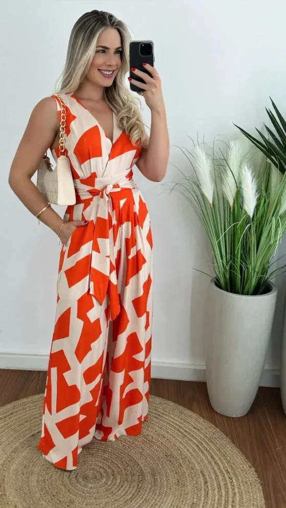 Chic Wrap Tie Waist Jumpsuit