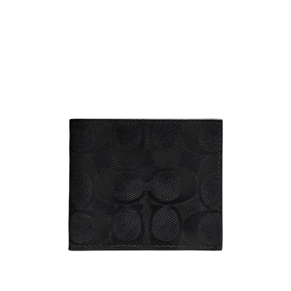 Coach Id Billfold Wallet In Signature Canvas Charcoal/Black