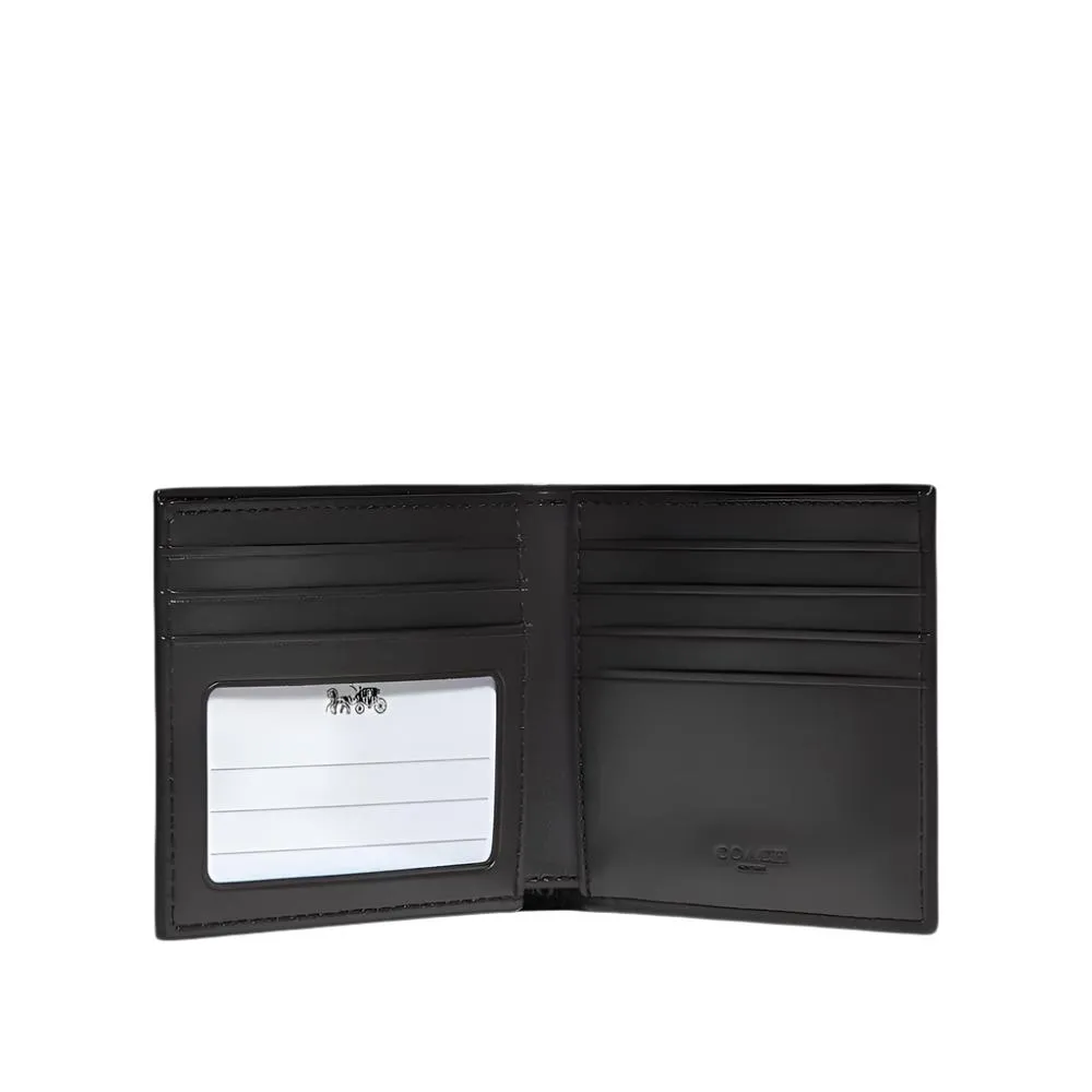 Coach Id Billfold Wallet In Signature Canvas Charcoal/Black