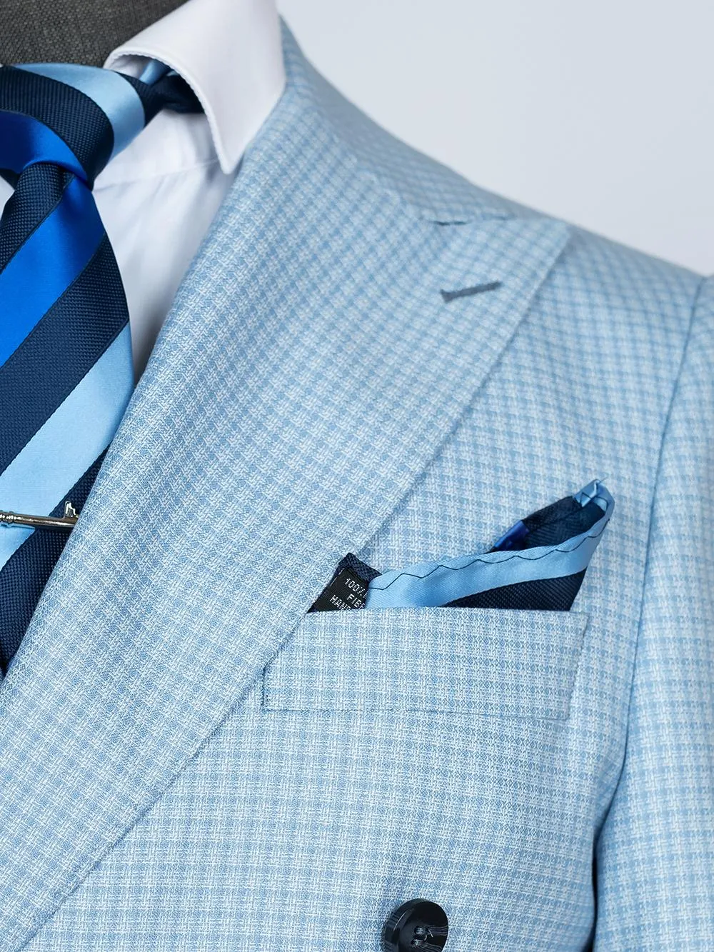 Double Breasted Baby Blue Bespoke Men Suit Tailored