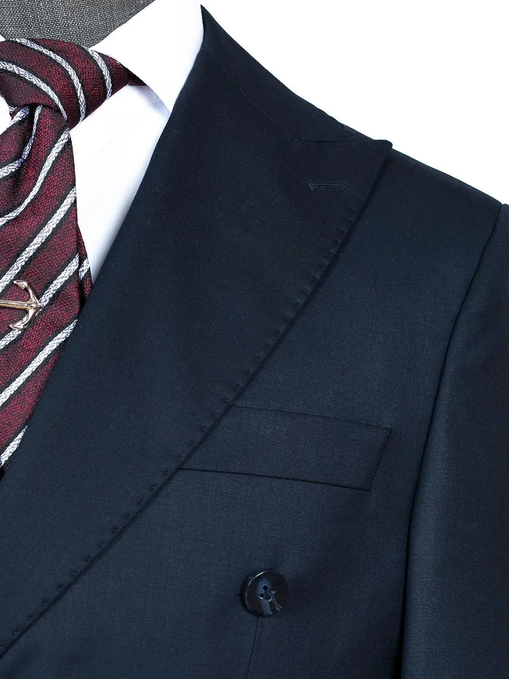 Double Breasted Black Bespoke Men Suit Tailored