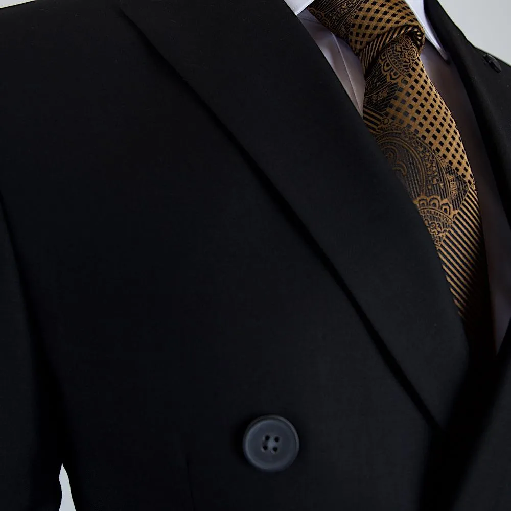 Double Breasted Black Origin Custom Bespoke Men Suit Tailored