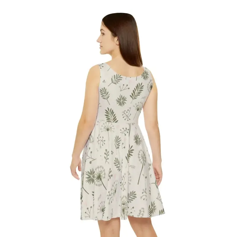 Floral Foliage Womens Skater Dress Ultimate Comfort