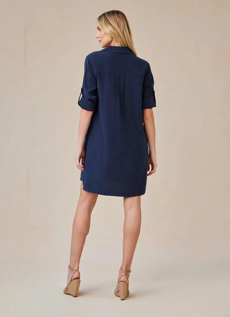 Long Sleeve A-line Shirt Dress