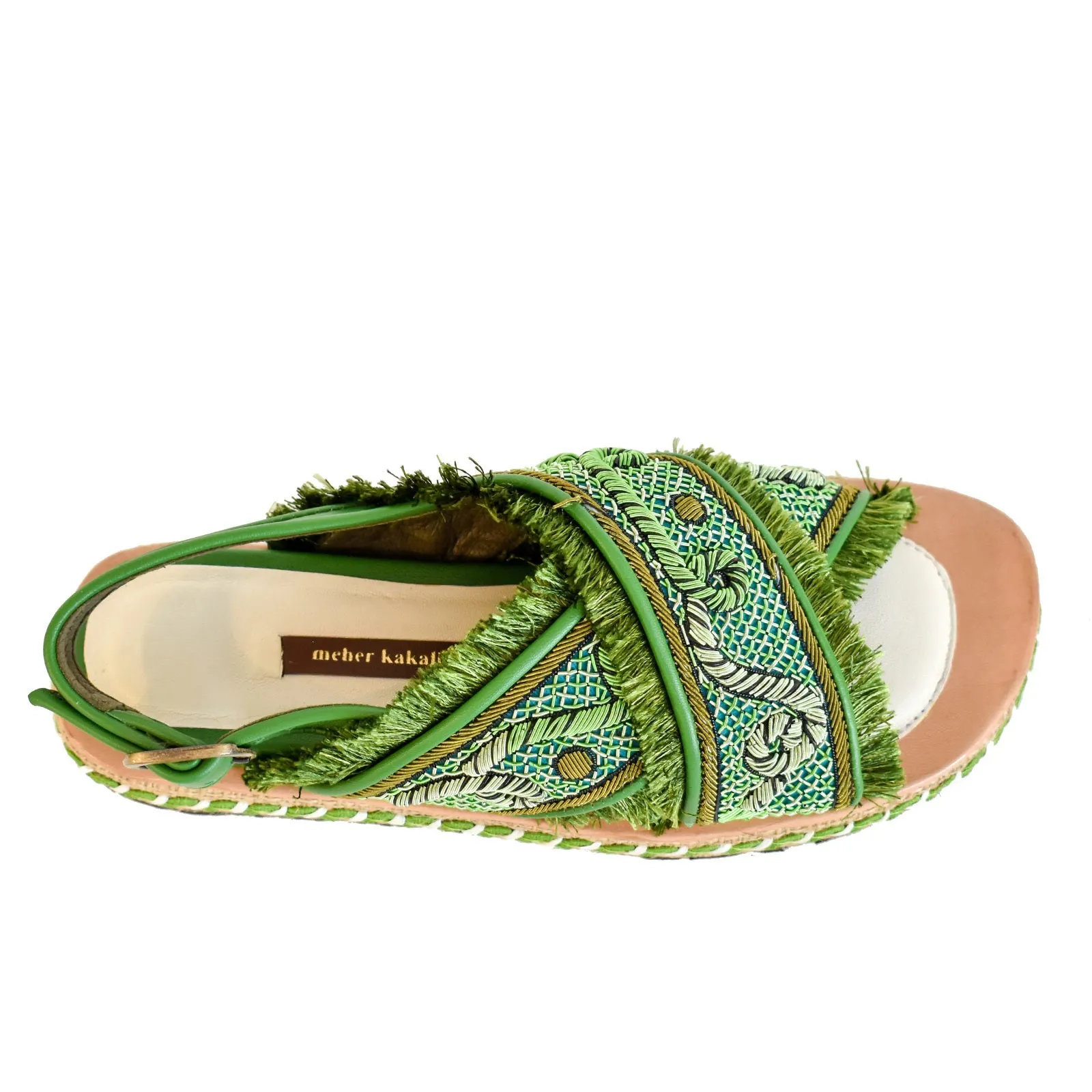MEHER KAKALIA - DA GAMMA  BLOC SANDAL IN KELLY GREEN PARROT