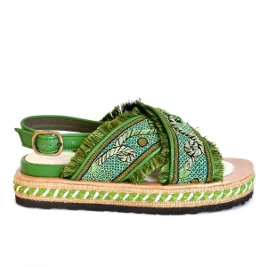 MEHER KAKALIA - DA GAMMA  BLOC SANDAL IN KELLY GREEN PARROT