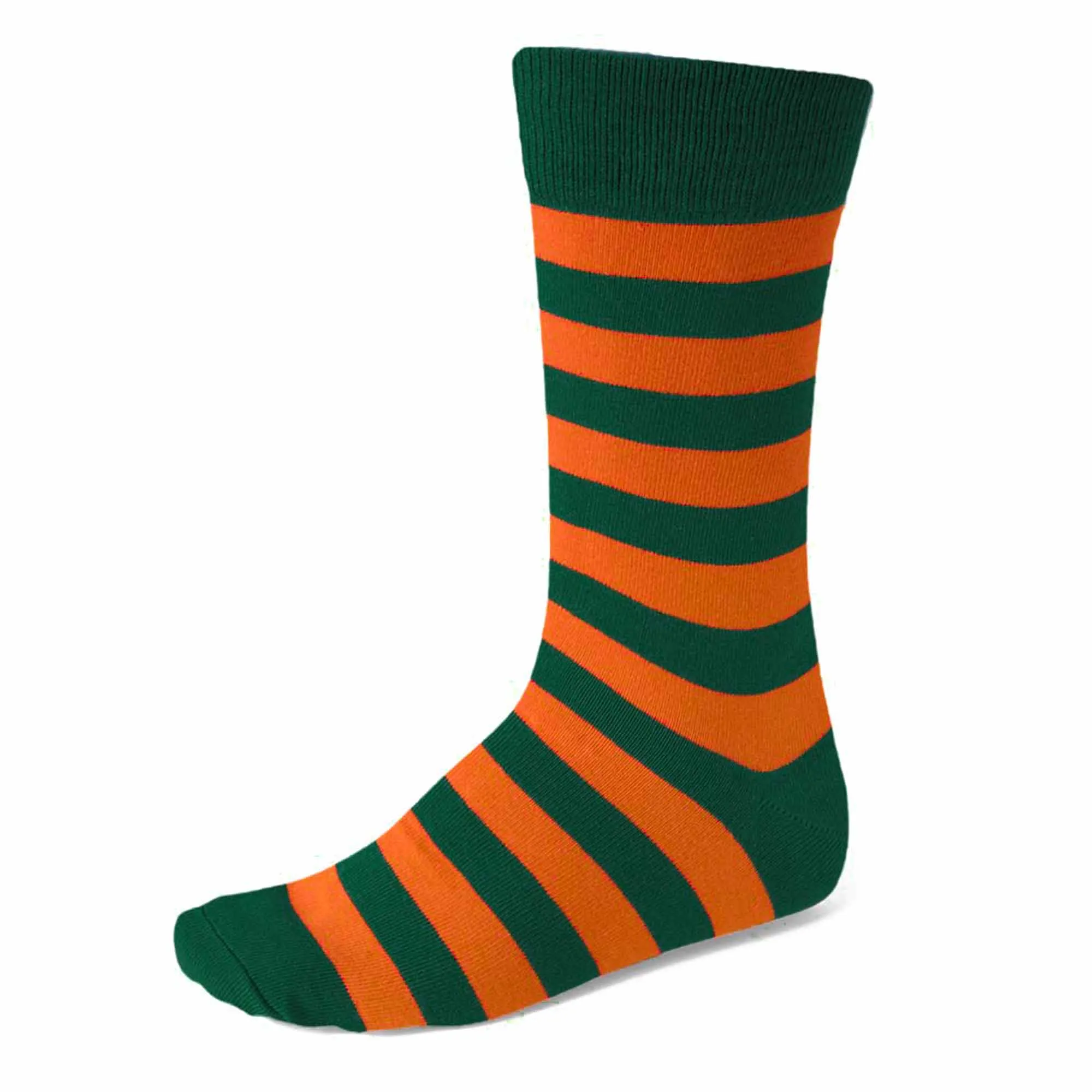 Men's Hunter Green and Orange Striped Socks