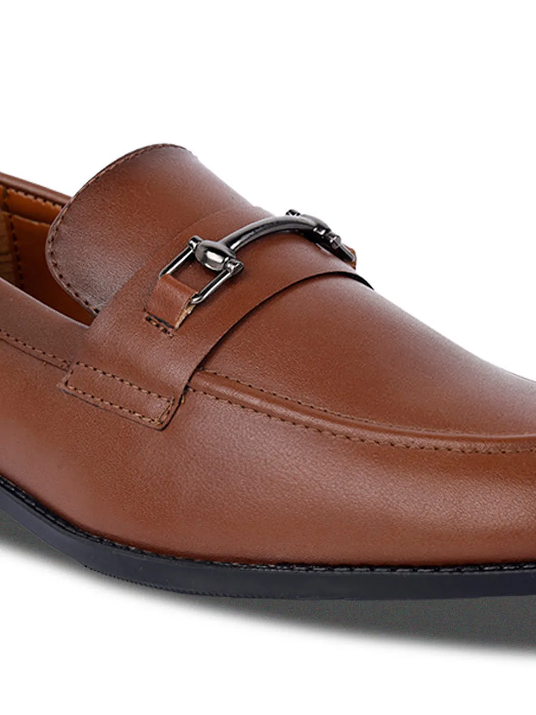 Men's Russet Tan Shoes Slipon Style Comfortable Moccasins with Buckle
