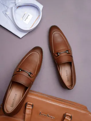 Men's Russet Tan Shoes Slipon Style Comfortable Moccasins with Buckle