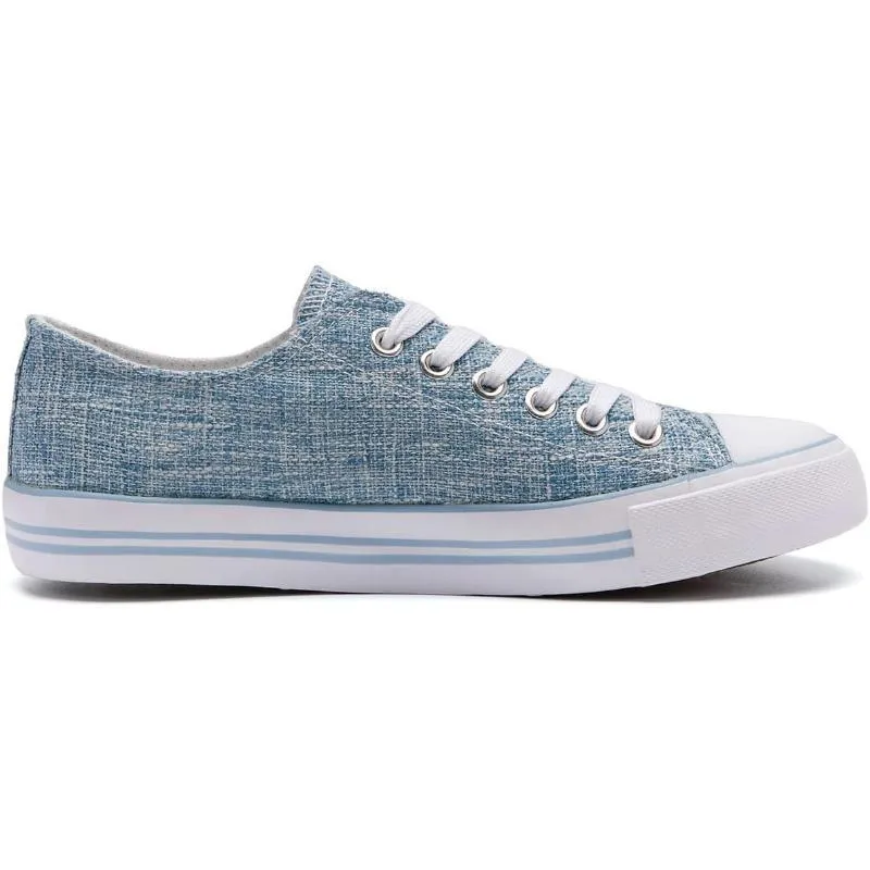 Mono Canvas Sneakers With Lace Up Detail