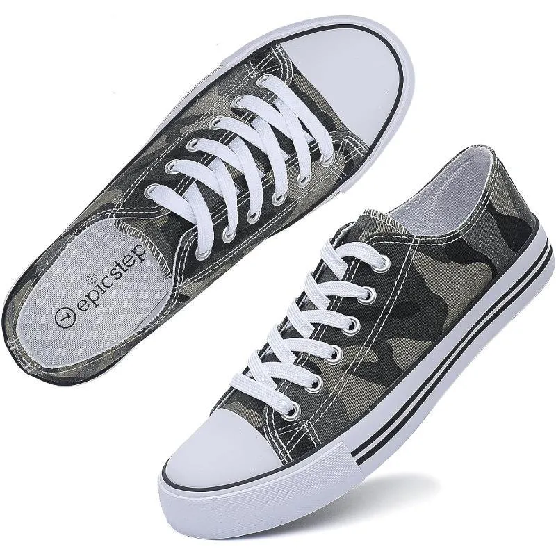 Mono Canvas Sneakers With Lace Up Detail