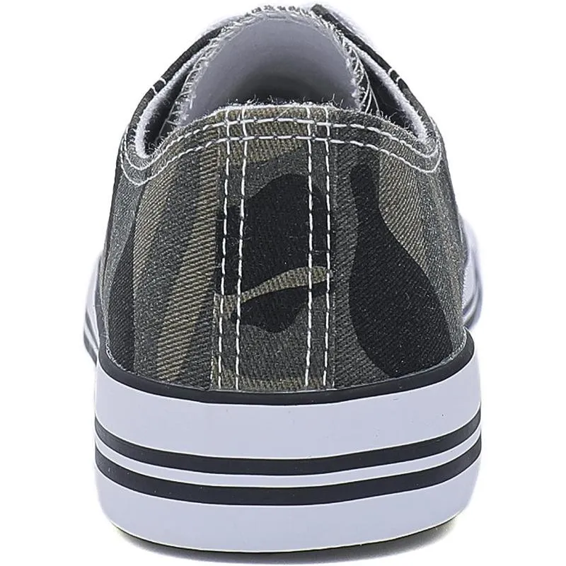 Mono Canvas Sneakers With Lace Up Detail