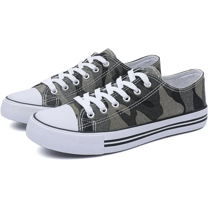 Mono Canvas Sneakers With Lace Up Detail