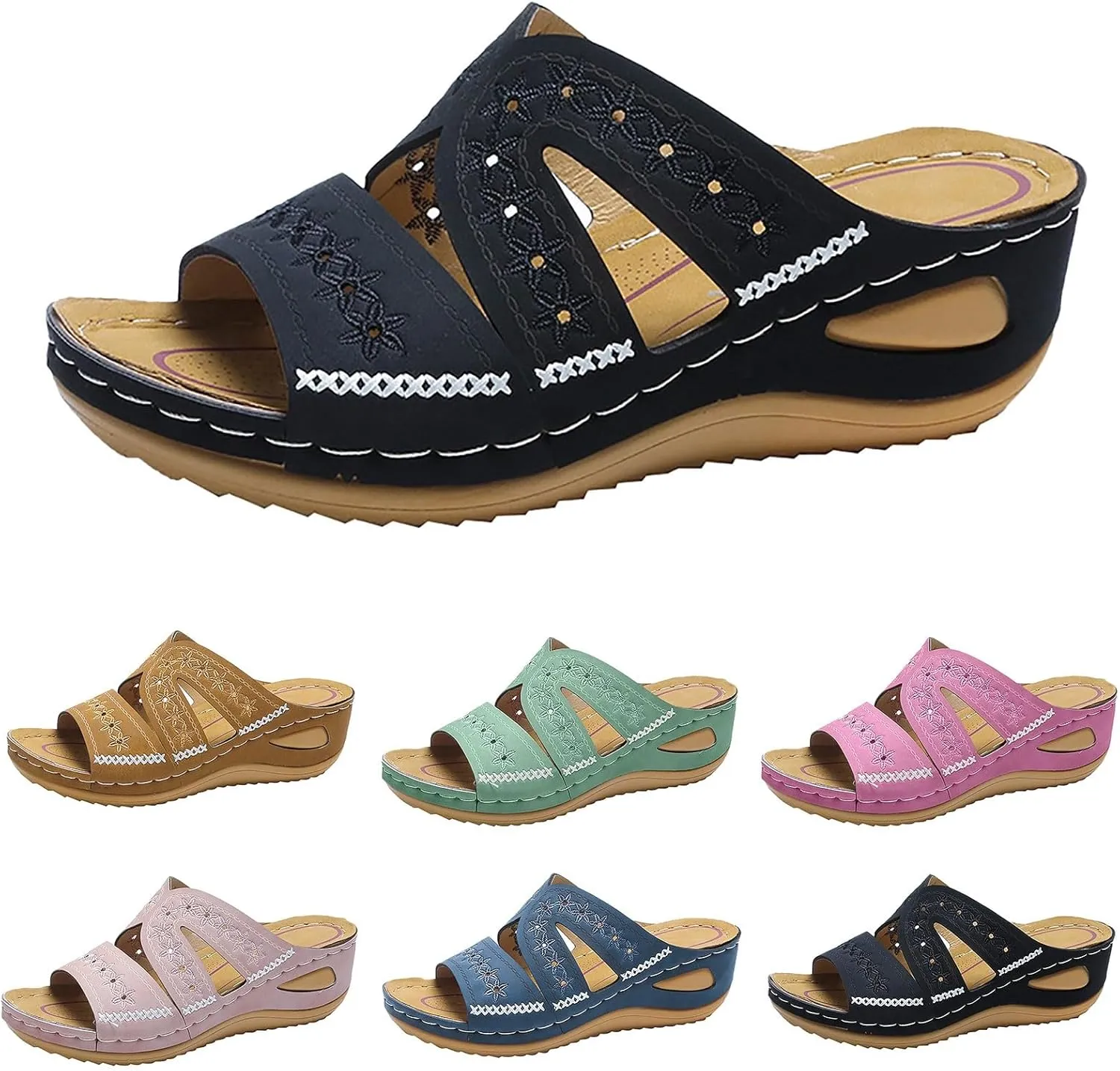 New Orthotic Sandals for Women, Breathable Mesh Sports Platform Sandals Women Dressy Summer Soft Sole Comfy Open Toe Sandals