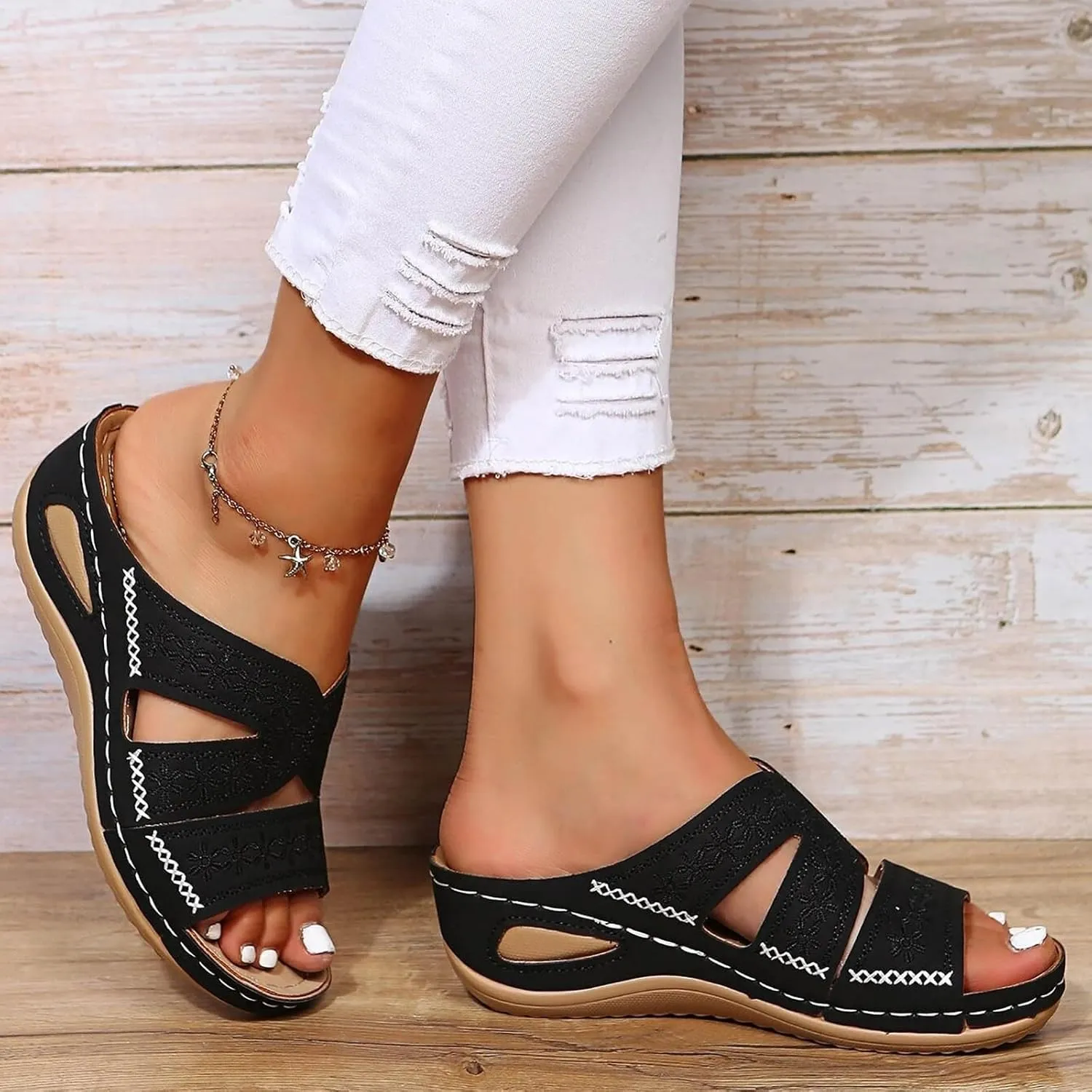 New Orthotic Sandals for Women, Breathable Mesh Sports Platform Sandals Women Dressy Summer Soft Sole Comfy Open Toe Sandals
