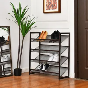 NNECW 4-Tier Iron Shoe Rack with 2 Placement Modes for Entryway