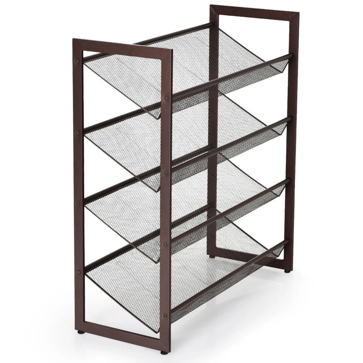 NNECW 4-Tier Iron Shoe Rack with 2 Placement Modes for Entryway