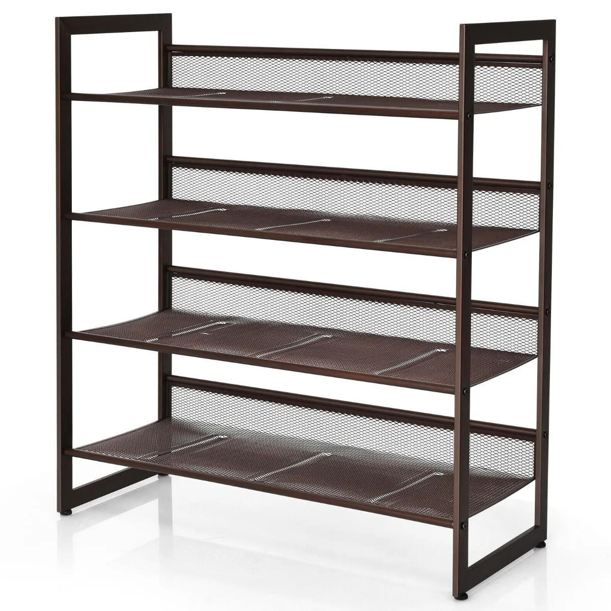 NNECW 4-Tier Iron Shoe Rack with 2 Placement Modes for Entryway