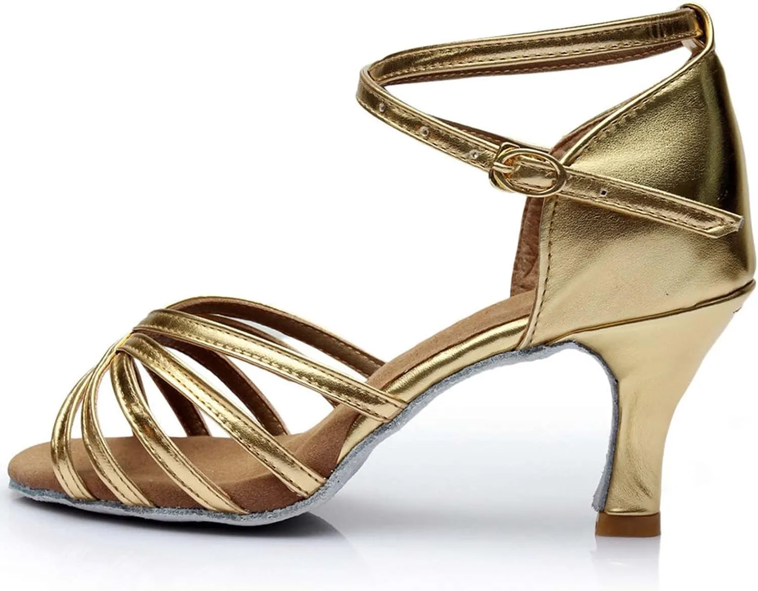 oiangi Women's Satin Latin Dance Shoes Fashion Open Toe Ankle Straps Buckle Mid Heel Sandals Ballroom Salsa Tango Professional Performance Practice Dancing Shoes
