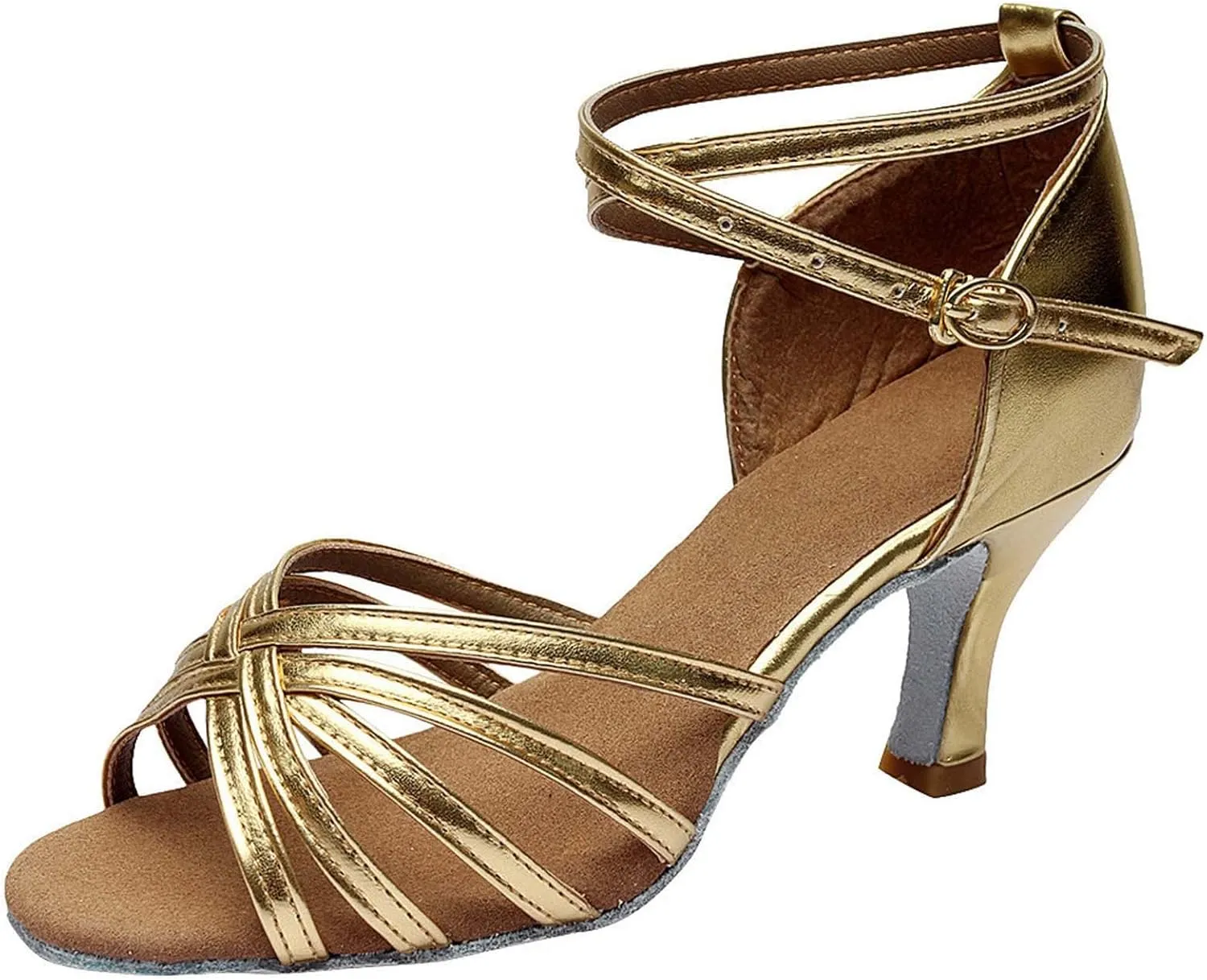 oiangi Women's Satin Latin Dance Shoes Fashion Open Toe Ankle Straps Buckle Mid Heel Sandals Ballroom Salsa Tango Professional Performance Practice Dancing Shoes