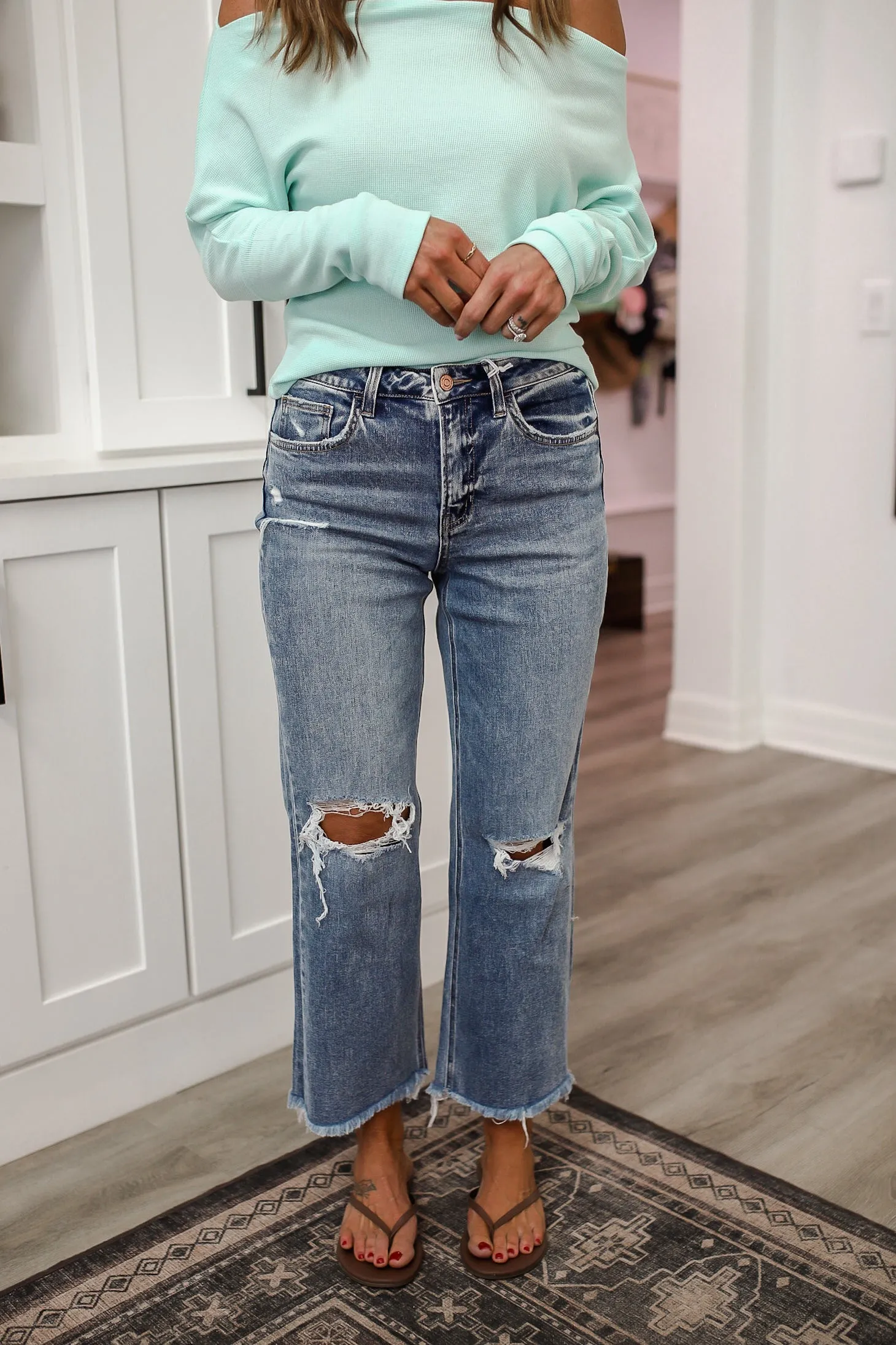 On Time Distressed Dad Jeans