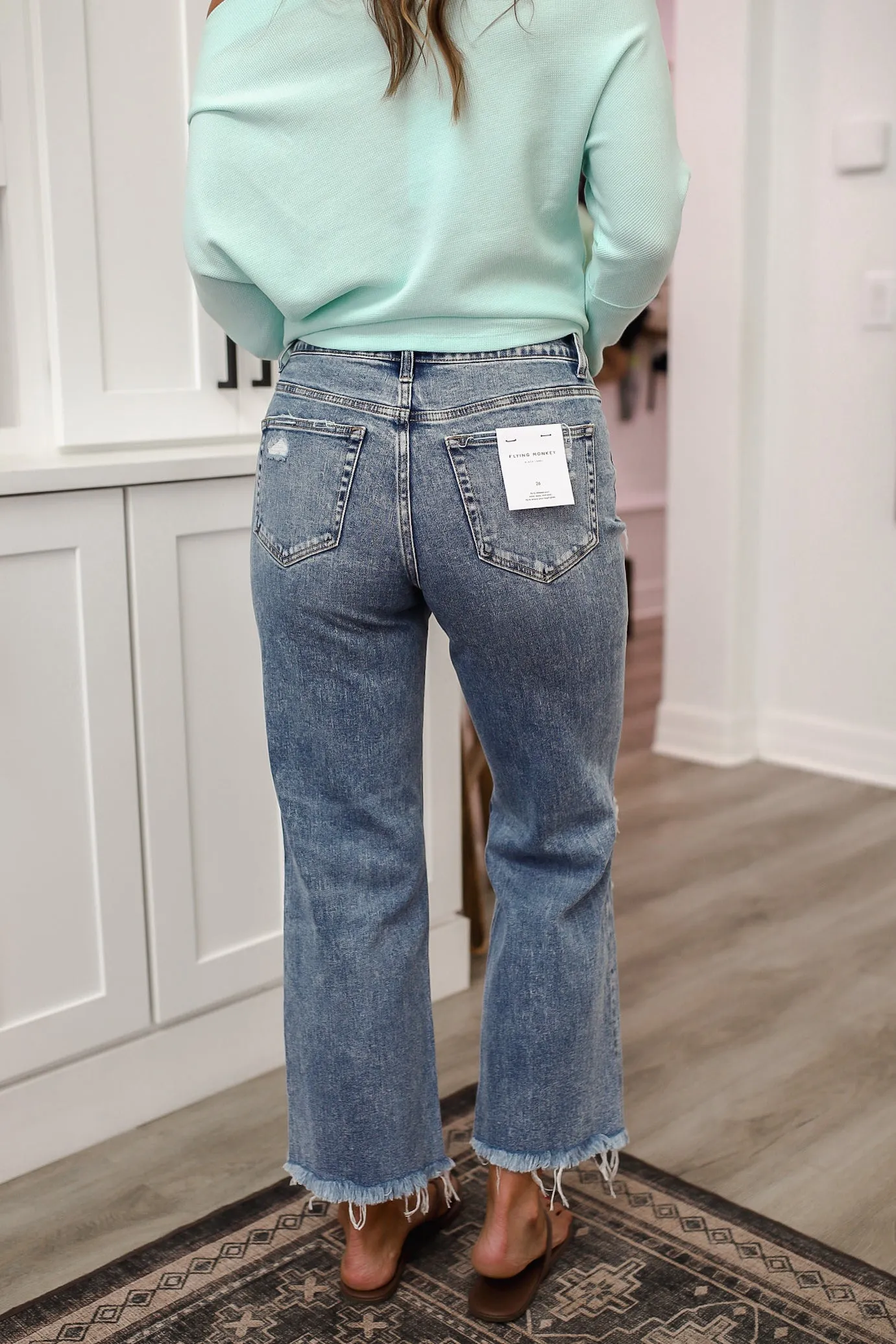 On Time Distressed Dad Jeans
