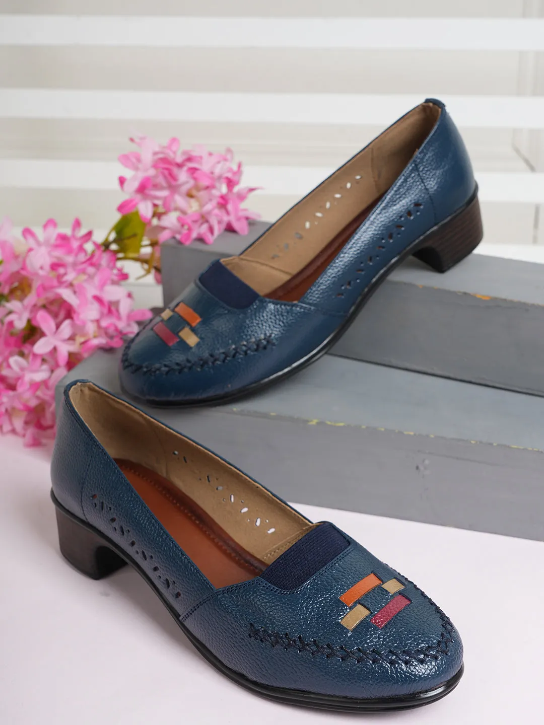 Pelle Albero Block Heel Blue Multi Ballerina