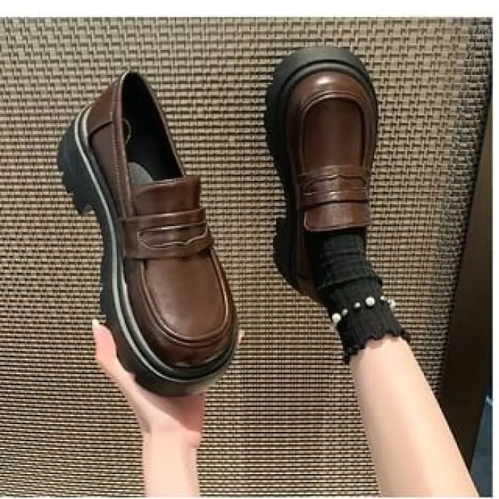Platform Chunky Heel Loafers