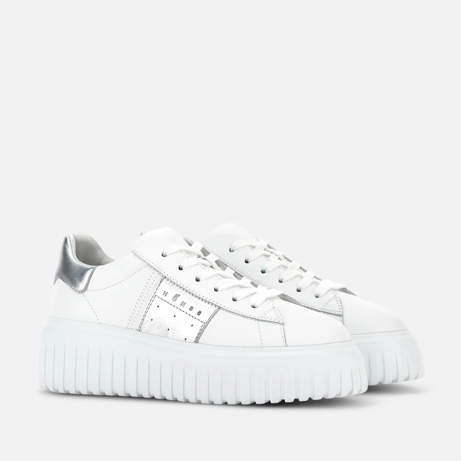 Sneakers Hogan H-Stripes Argente Blanc