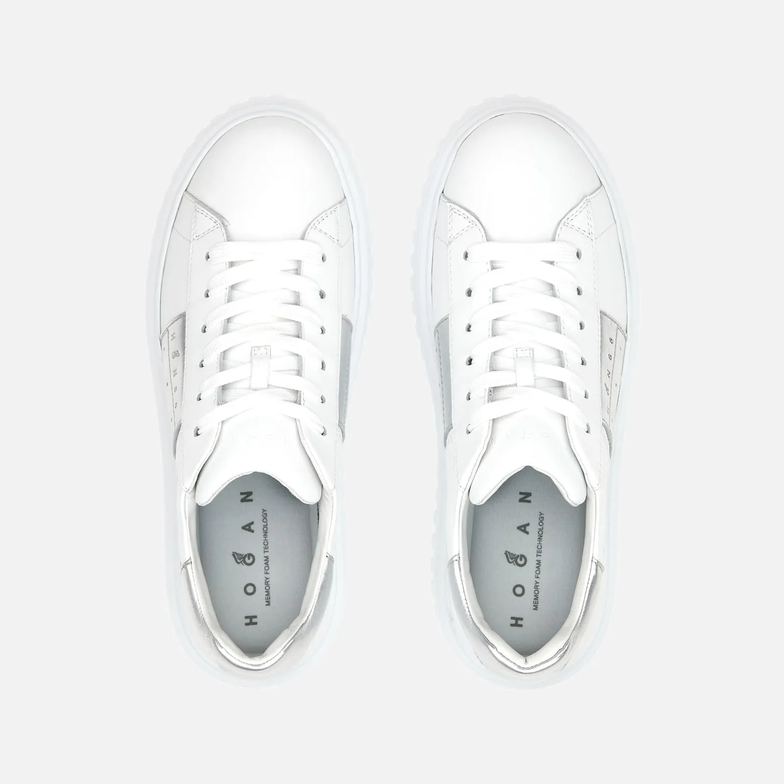 Sneakers Hogan H-Stripes Argente Blanc