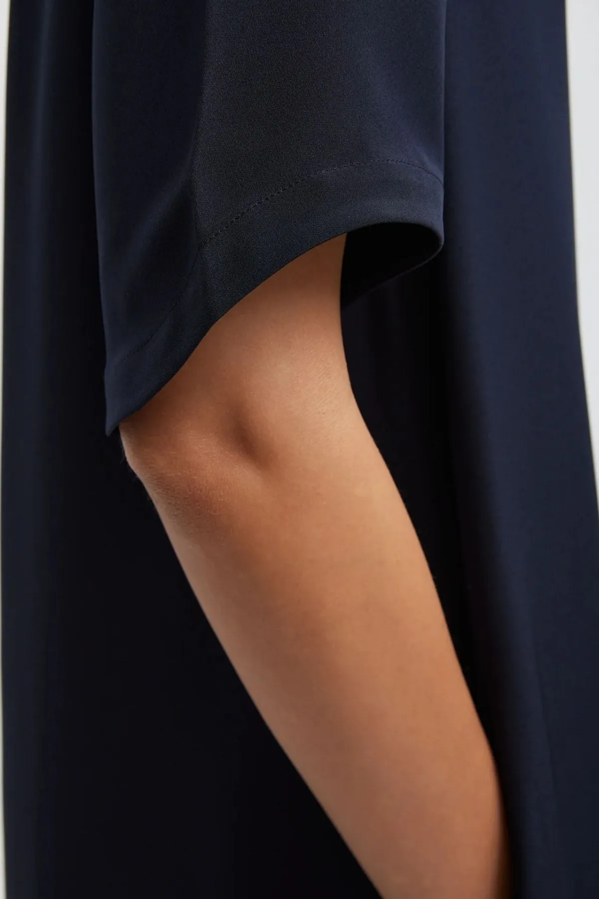Tibi 4 Ply Silk T-Shirt Dress - Dark Navy
