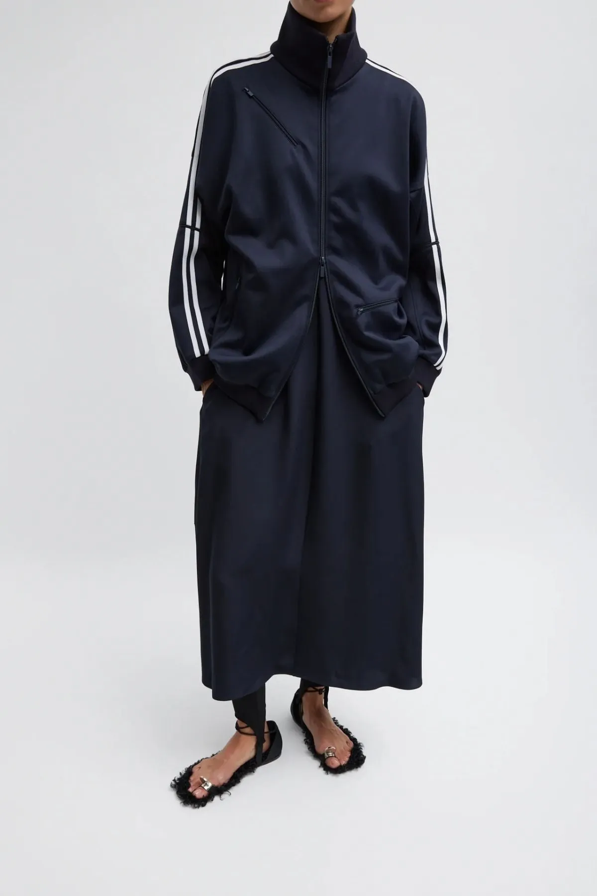 Tibi 4 Ply Silk T-Shirt Dress - Dark Navy