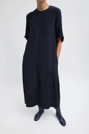 Tibi 4 Ply Silk T-Shirt Dress - Dark Navy
