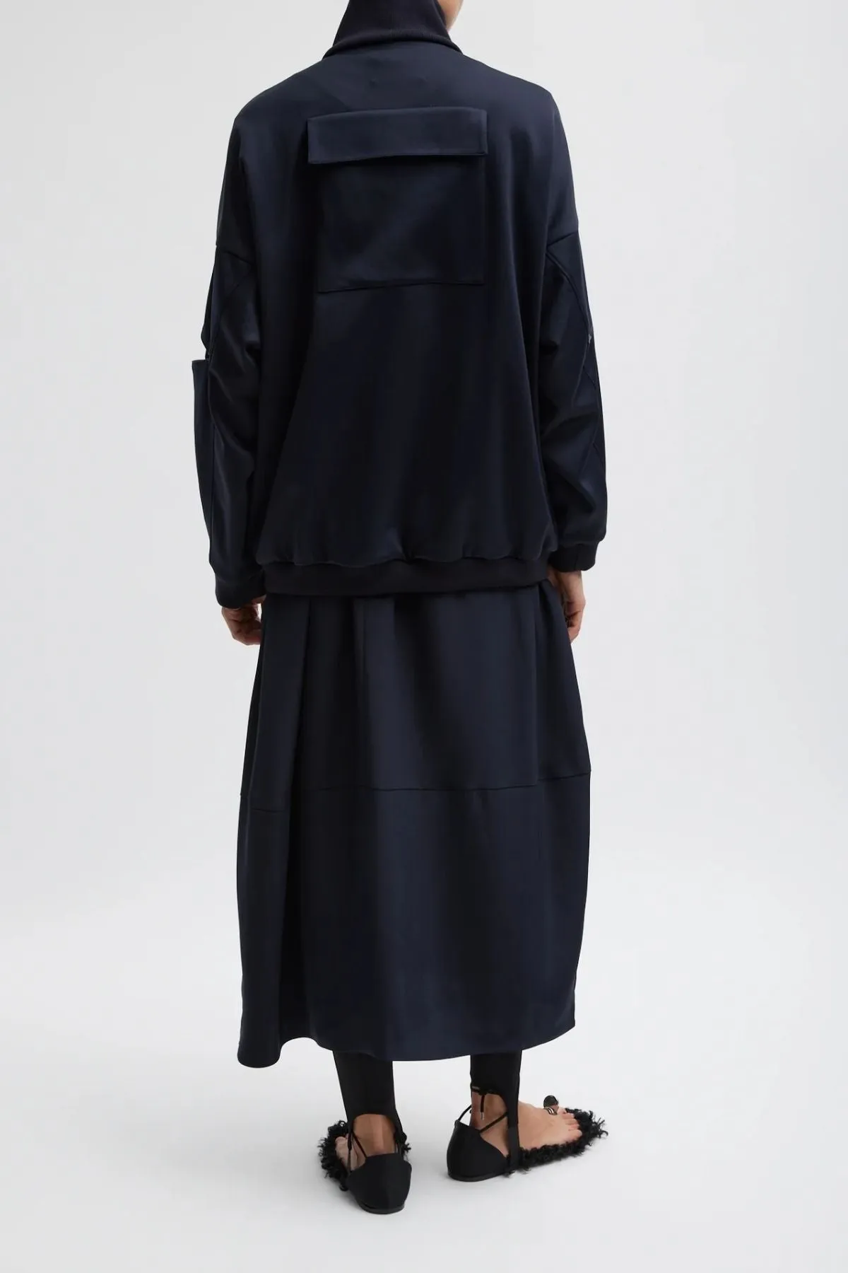 Tibi 4 Ply Silk T-Shirt Dress - Dark Navy
