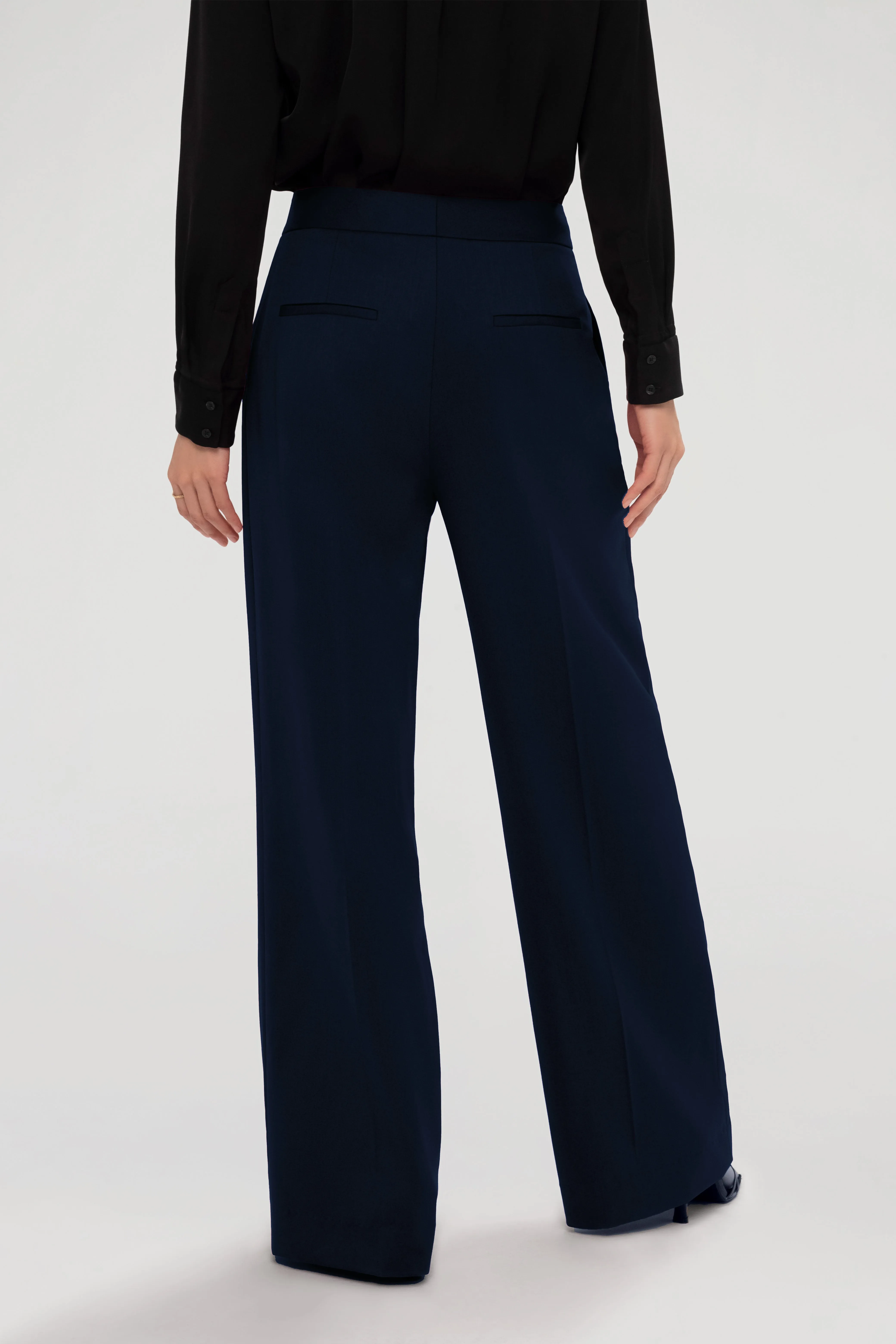 Wide Leg Trouser in Seasonless Wool | Midnight