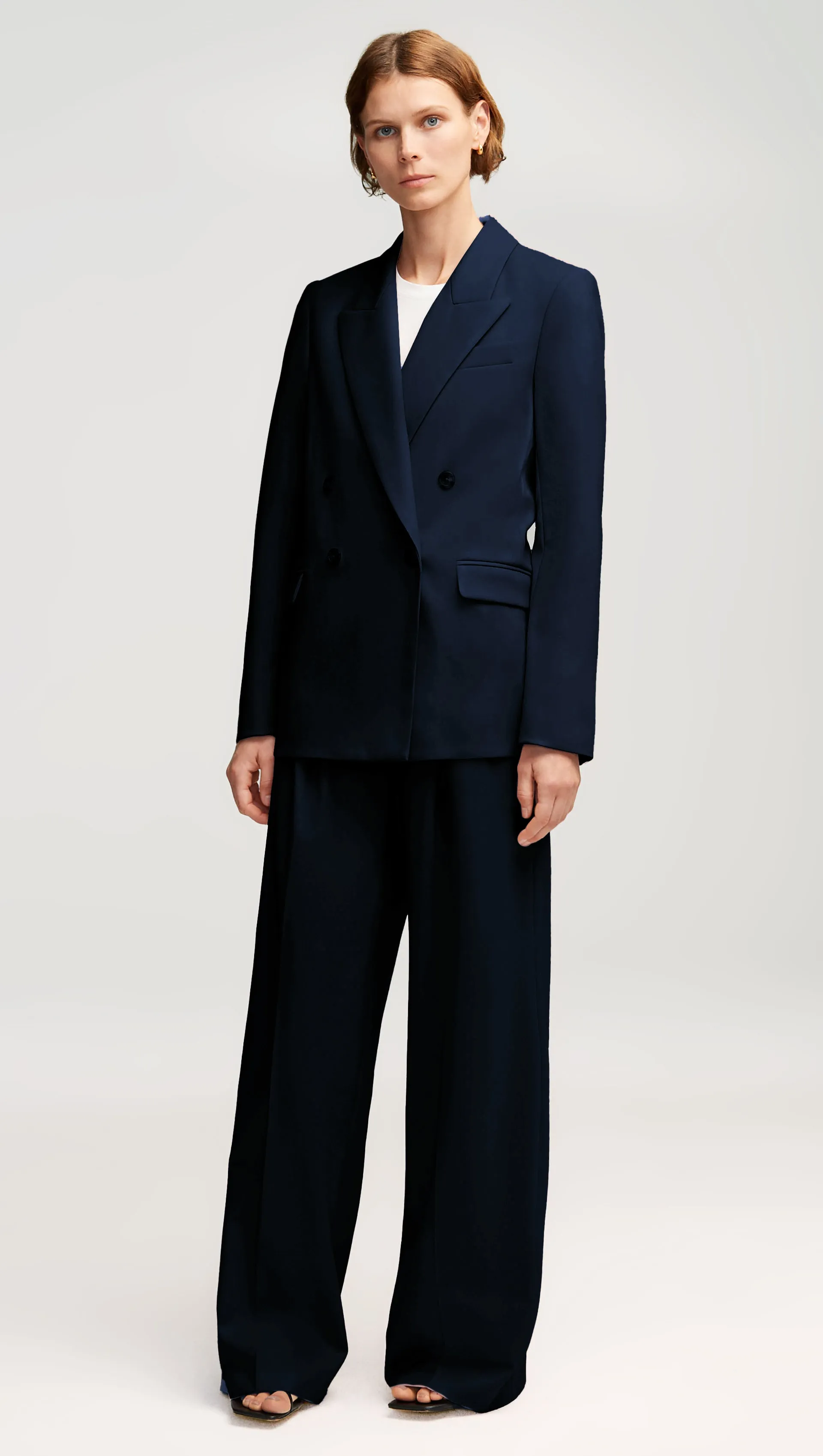 Wide Leg Trouser in Seasonless Wool | Midnight